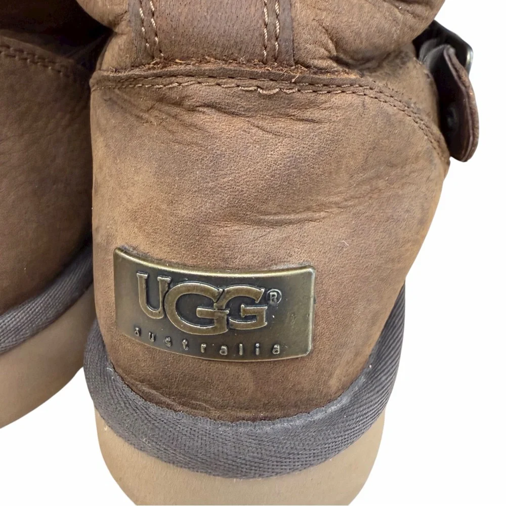 UGG Australia Leather Buckle Shearling Boots – Size 8‎ Women